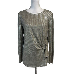 Kim & Cami Small Blouse Top Gold Silver Sparkle Stretch Evening Formal Wedding